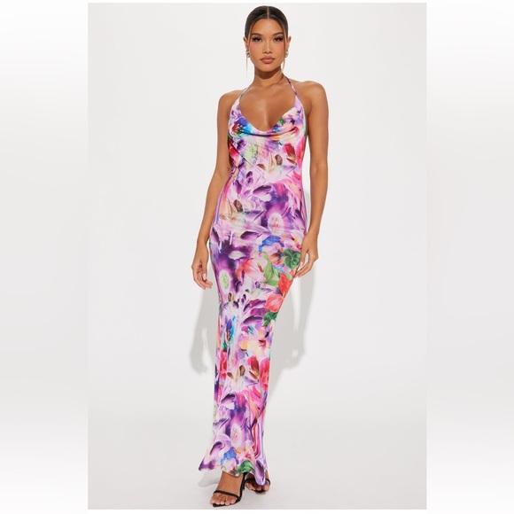 Fashion Nova Bahama Mama Maxi dress Purple Combo - Picture 1 of 7